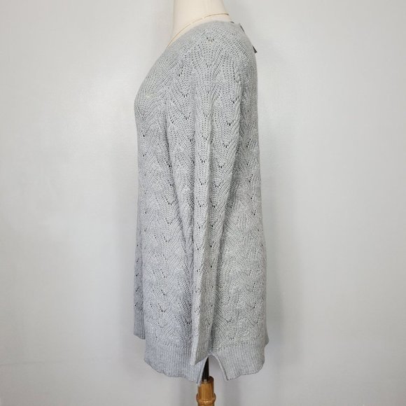 Style & Co Gray Crochet Look V-Neck Knit Pullover Sweater NEW NWT Size XL - Picture 4 of 11
